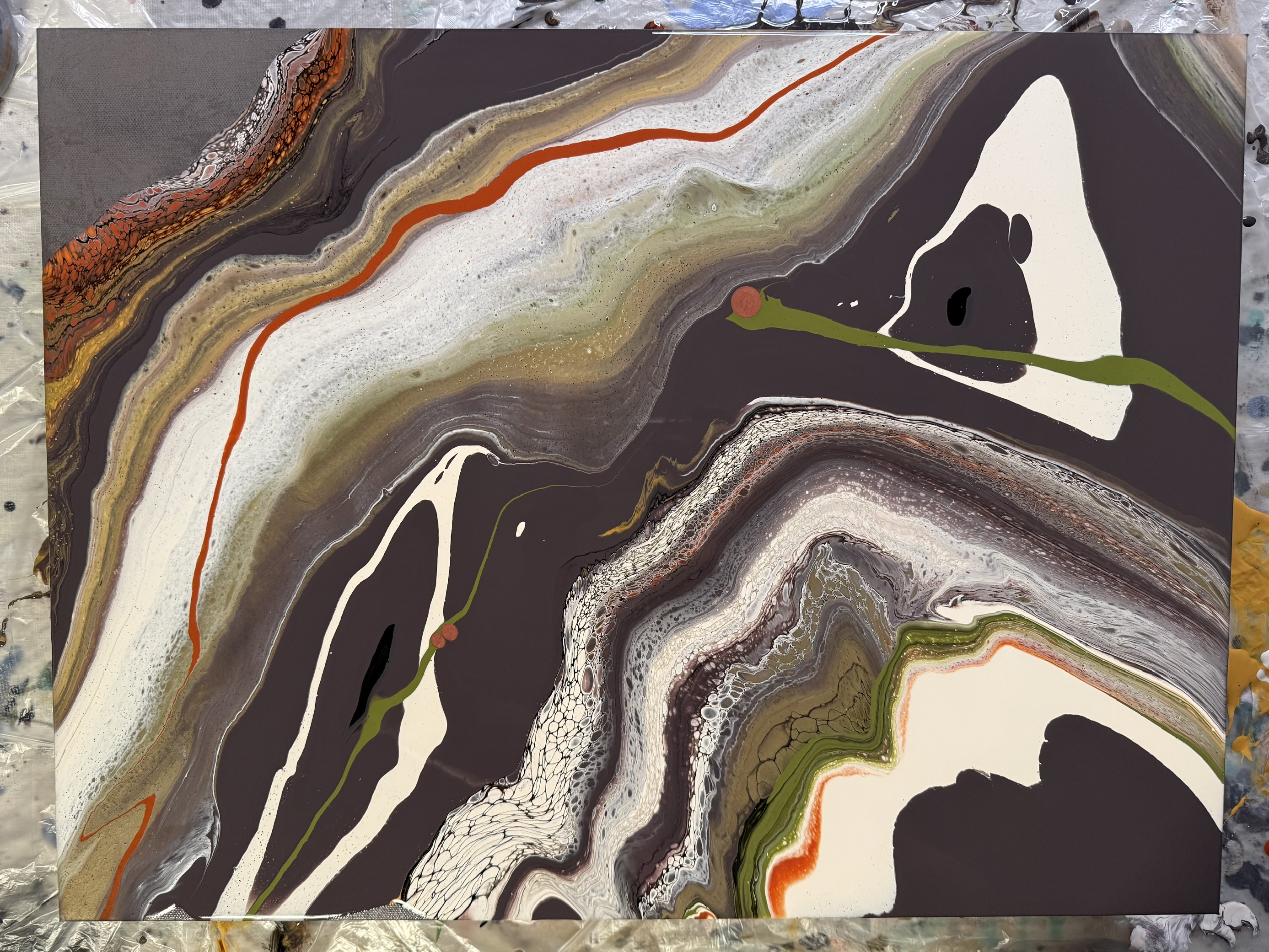 Fluid art — dark geological pour