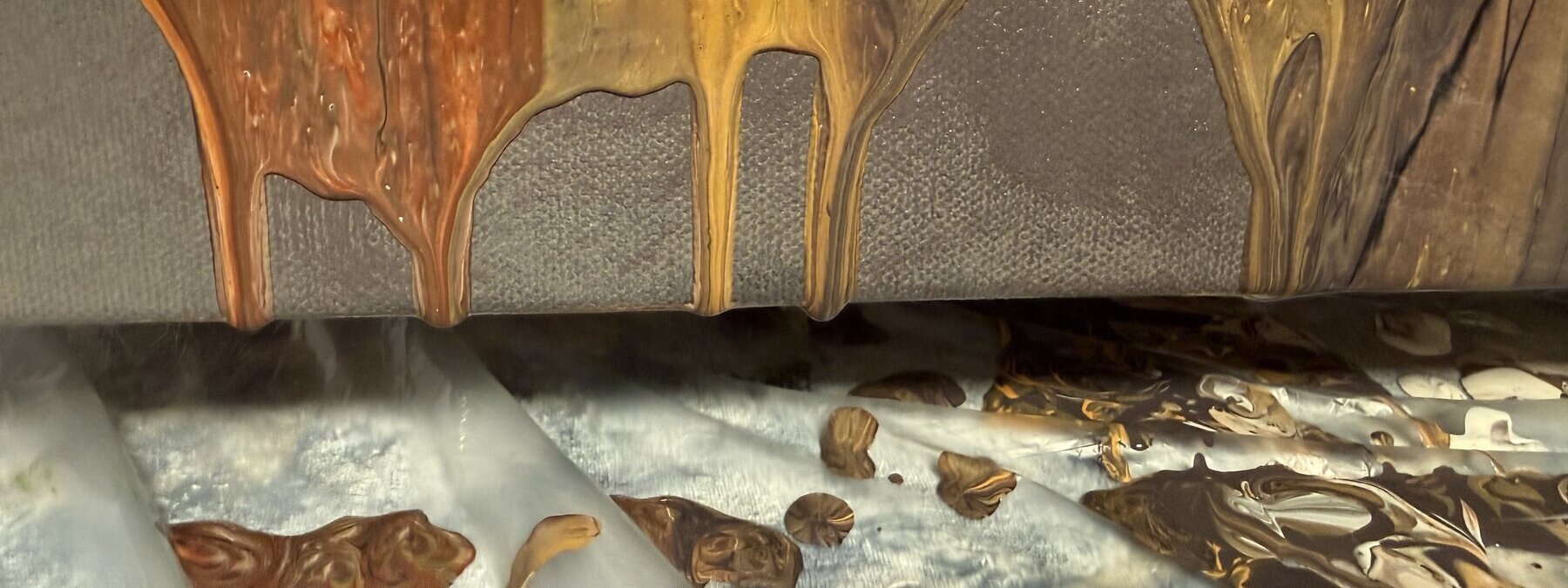 Paint dripping from canvas edge — the STROOM moment